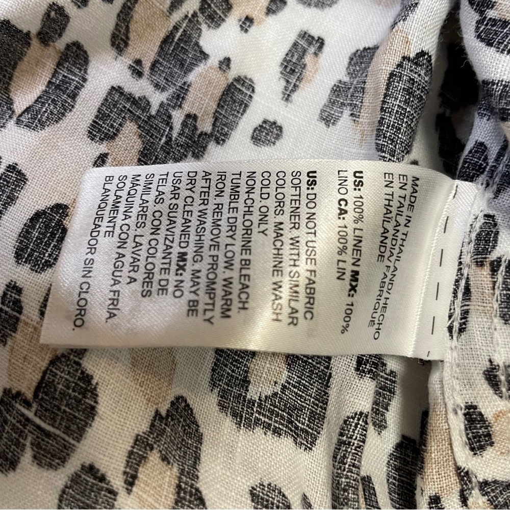 Chico's No-Iron FreshChic Linen Leopard Print Shirt Women's Sz 3 16/18 - Picture 7 of 8